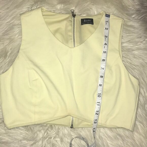 Bardot Crop Top, Exposed Zipper Sleeveless Top - Picture 4 of 5